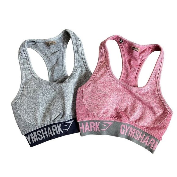 Gymshark Womens Sports Bra Bundle Gray & Pink, WORKOUT RACERBACK, RUNNING, YOGA, - Picture 1 of 7